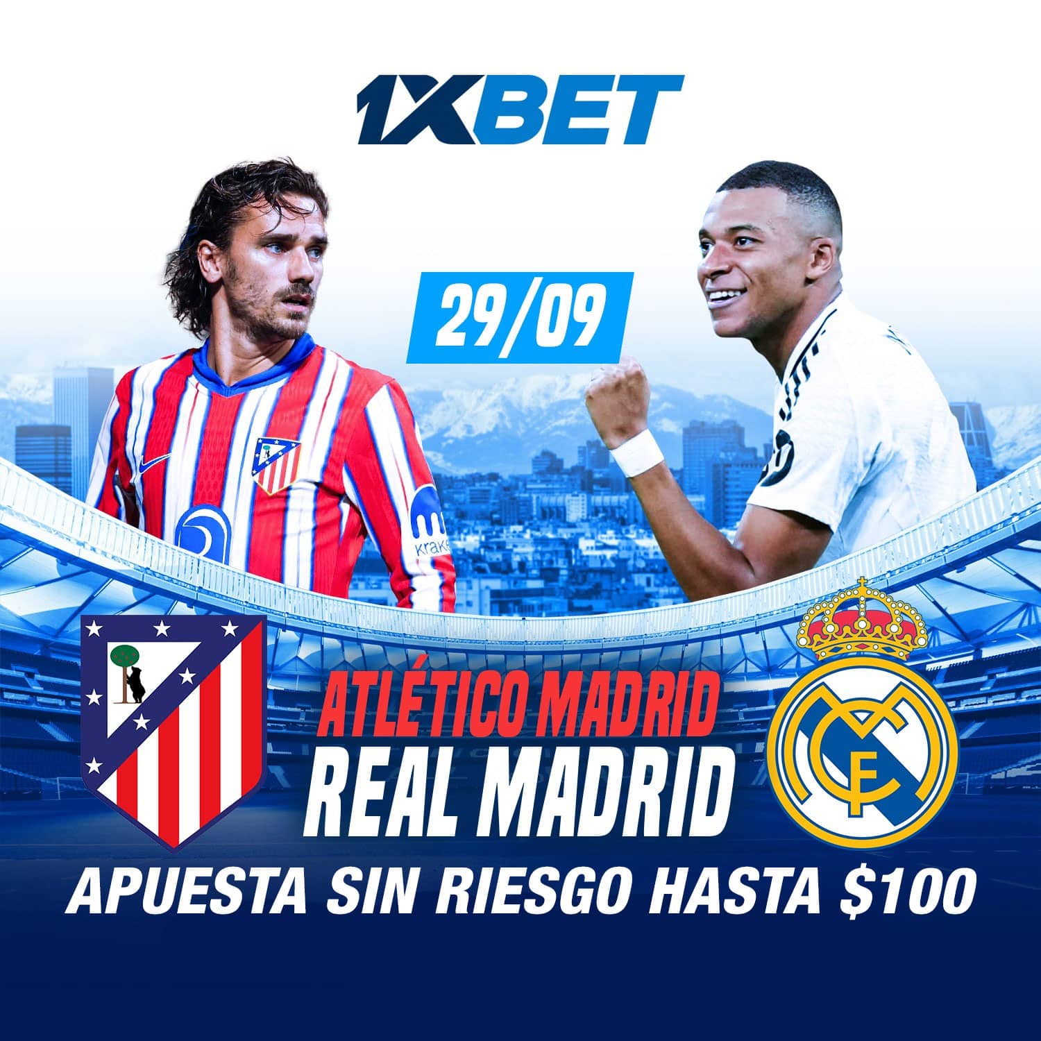 Atletico de Madrid vs Real Madrid - 29/09 - Recibe US$100 sin riesgo