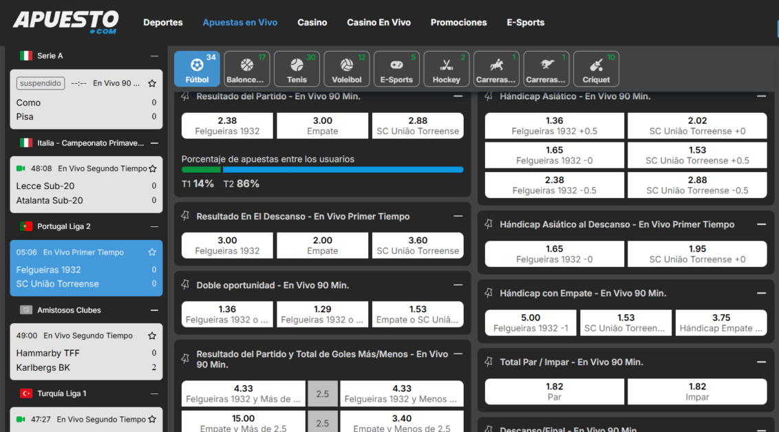 Apuestas en vivo - Apuesto