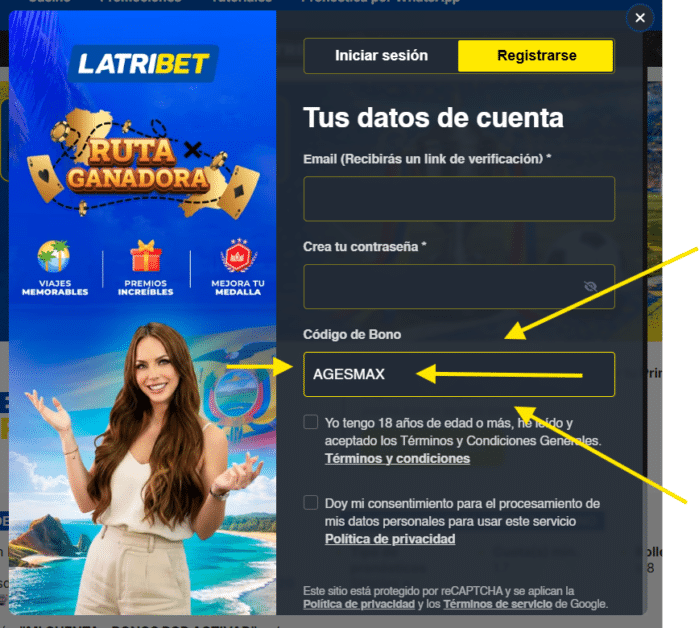 AGESMAX al registrarte en Latribet